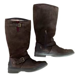 UGG Thomsen riding boots women’s size 8 brown suede leather buckle waterproof